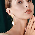 BENECREAT 20Pcs 18K Real Gold Plated Earring Studs, Flat Half Round 9x16mm Brass Ear Studs with Vertical Loops and 40Pcs Earring Nuts for DIY Earring Jewelry Making, Hole: 2.5mm - color: Flat Half Round