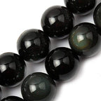 12mm Natural Black Obsidian Beads Round Gemstone Loose Beads for Jewelry Making 15"(31-32pcs/strand) - color: Black Obsidian, size: 12mm