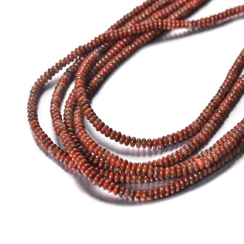 2x4mm 150pcs Natural Firework Jasper Rondelle Stone Beads Semi-Precious Disk Loose Gemstones Bead for DIY Jewelry Making - color: Firework Jasper