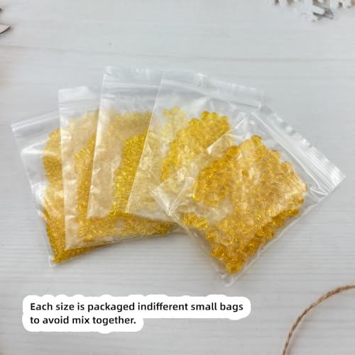 1310pcs Bicone Crystal Glass Beads 2mm 3mm 4mm 6mm 8mm Faceted Crystal Spacer Beads for Bracelets Necklace Pendants Earrings DIY Jewelry Craft Making(Gold Yellow) - color: Gold Yellow