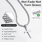 Yooblue Cross Necklace for Men, Gold Black Silver Mens Cross Necklaces Stainless Steel Cross Pendant Necklace Simple Jewelry Gifts Cross Chain Necklaces for Men - color: 14K-Gold-Plated, style: 16in/18in