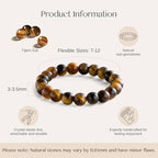 NLIEO Natural Gemstone Stretch Beaded Rings for Women Stackable Dainty Elastic Crystal Rings Jewelry - style: Tigers Eye