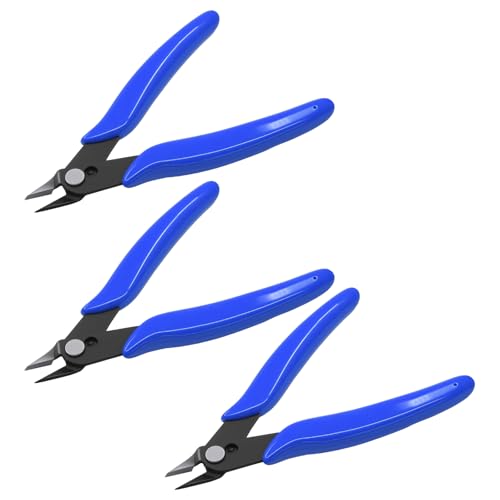 5 Inch Micro Wire Flush Cutters, 3Pcs Spring Loaded Precision Wire Snips for Jewelry, 3D Printing, Electronics & Crafts - Navy Blue - color: Blue