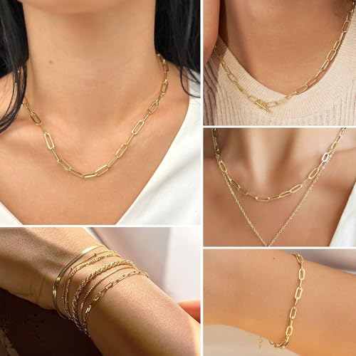 16 Ft Stainless Steel Paperclip Chain for Jewelry Making, 4.5mm Width Gold Plated Paper Clip Link Chains Roll for DIY Necklace Bracelet Jewelry Making Supplies with Lobster Clasps Soft Tape Measure - color: Paperclip 4.5mm Gold