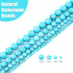 Natural Stone Beads Round Genuine Real Stone Beading Strand Loose Gemstones DIY Smooth Bead for Bracelet Necklace Earrings Jewelry Making (Blue Turquoise, 8mm 45 Pieces) - color: Blue Turquoise, size: 8mm 45pcs