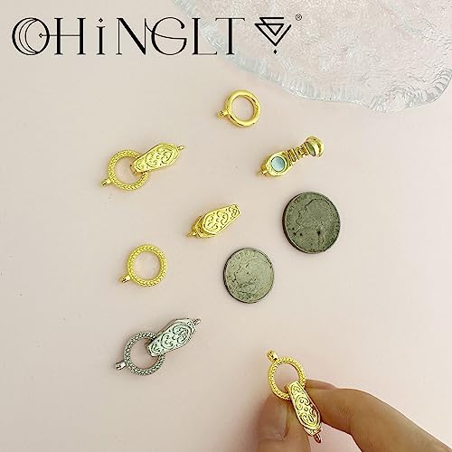 OHINGLT Fold Over Magnetic Necklace Clasps and Closures 18K Gold and Silver Plated Brass with Loop Magnet Converter for DIY Bracelet Jewelry Making - color: 2Pcs (Gold & Silver)