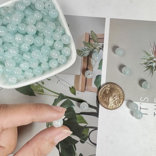 8mm Crackle Glass Beads for Jewelry Making, 700Pcs Round Crystal Beads for Bracelets, DIY Crafts (Lake Blue Crackle) - color: Lake Blue Crackle