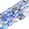 1 Box 210PCS Blue Flat Oval Glass Beads with Holes Faceted AB Color Plated Electroplate Spacer Loose Bead Charms Bulk for Jewelry Making Necklaces Bracelets Earrings DIY Craft Supplies - color: Blue