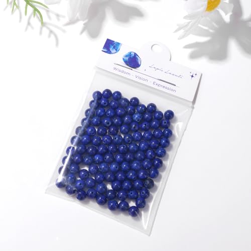 Raicegs 100pcs 6mm Lapis Lazuli Beads Natural Gemstone Beads Round Loose Beads for Jewelry Making DIY Bracelets Necklace - color: Lapis Lazuli, size: 6mm Round