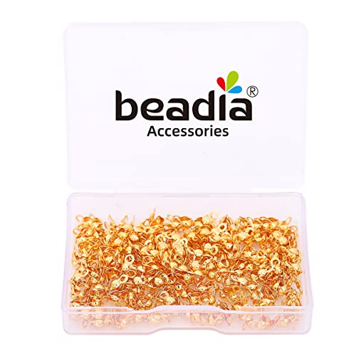 Beadia 18K Gold Plated End Caps Non Tarnish 3x6mm 200pcs for Jewelry Making Findings - color: End Caps Gold, size: 3x6mm