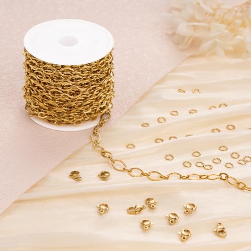 Jabogrii 16.4 Feet Stainless Steel Chain for Jewelry Making Gold DIY Craft Rhombic Jewelry Making Chain Supplies - color: Rhombic Gold
