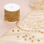 Jabogrii 16.4 Feet Stainless Steel Chain for Jewelry Making Gold DIY Craft Rhombic Jewelry Making Chain Supplies - color: Rhombic Gold