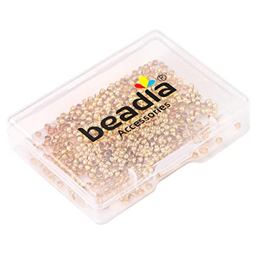 BEADIA 14K Gold Plated Crimp Beads Non Tarnish 2.5mm 600pcs for Jewelry Making Findings - color: Crimp Beads 14K Gold, size: 2.5mm