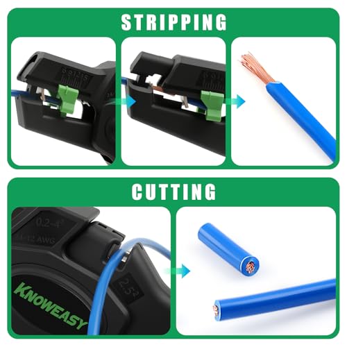 Knoweasy Wire Stripper : 2-in-1 Heavy Duty Wire Stripper Plier and Cutter for 24-12 AWG (0.2mm²-4mm²), Essential Stripping and Cutting Tool for Professionals and DIY Enthusiasts - style: D5