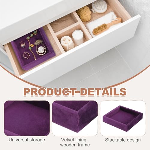 uxcell Stackable Jewelry Storage Tray, Empty Tray Drawer Organizer, Small Display Box for Earrings, Necklaces, Rings and Bracelets, Dark Purple - color: Dark Purple