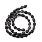 6×8mm Natural Black Agate Gemstone Loose Beads Flat Oval Healing Crystal Loose Stone Beads for Jewelry Necklace Bracelet Earring Craft - color: Black Agate