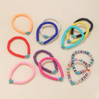 12pcs Friendship Bracelets Beaded Bracelets Heishi Bracelet Cute Bracelets Stack Vinyl Clay Disc Bead Surfer Stretch Summer Beach Bracelets For Women Preppy Bracelets - color: Q
