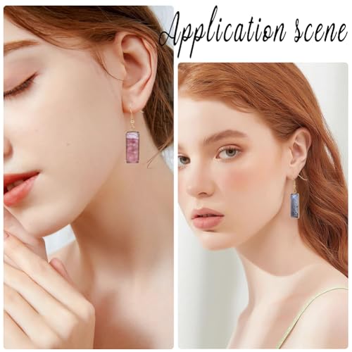 1 Box 60Pcs 20 Sets Gold Bezel Earring Blanks Earrings Wire Hooks Blanks Bezel Trays with 20Pcs 10x25mm Rectangle Glass Cabochon Settings Silicone Earring Backs for Jewelry Making DIY Dangle - style: Style 2