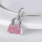 MULA 925 Sterling Silver Charms for Bracelets and Necklaces Lipstick and Bag Dangle Pendants Tower Camera Beads Jewelry Charms for Women - color: Sweet Girl Handbag