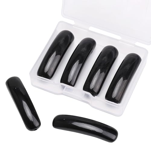 BEADIA Natural Curved Black Obsidian Stone Beads 36x10mm 4pcs for DIY Bracelet Jewelry Making - color: Black Obsidian