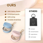 Jewelry Ring Holder Keychain, 2 Pack Velvet Jewelry Holder Storage Box with Buckle, Portable Small Travel Ring Keeper Case for Rings, Earrings, Stud, Necklaces (Pink+Light Blue) - color: Pink+Light Blue