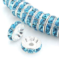 100pcs Adabele Grade A 5mm Crystal Rhinestone Rondelle Loose Beads (Aquamarine Blue) Sterling Silver Plated Spacer for DIY Craft Jewelry Making CF1-510 - color: Aqua blue, size: 5mm (100pcs)