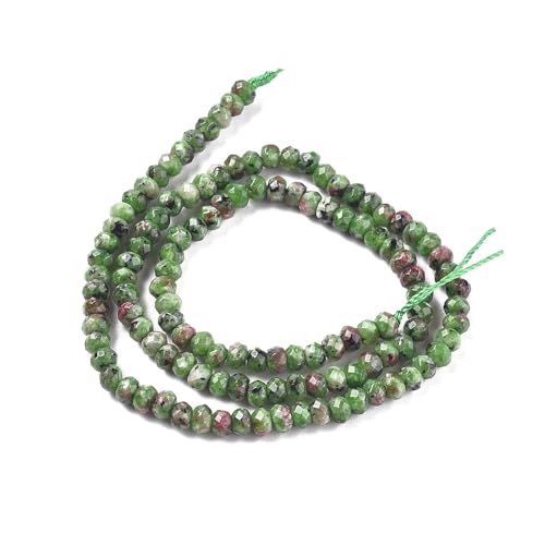 115pcs Natural Jade Disk Stone Beads 4x2mm Rondelle Faceted Dyed Stone Loose Spacer Beads for Jewelry Making Design Bracelet Necklace Keychain Phone Chain Lanyard Ornament, Lime Green - color: Lime Green