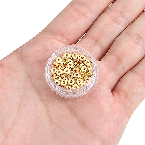 BEADIA 14K Gold Plated Disk Spacer Beads 4x1.5mm 50pcs for Jewelry Making Findings Non Tarnish - color: 14K Gold, size: 4x1.5mm Disk
