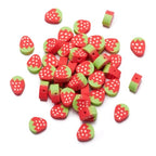 50PCS Handmade Polymer Clay Beads Strawberry Shape Red Loose Beads Fruit Theme Spacer Beads for DIY Bracelet Necklace Earring Charm Jewelry Making Hole 1.6mm - color: Strawberry # Red