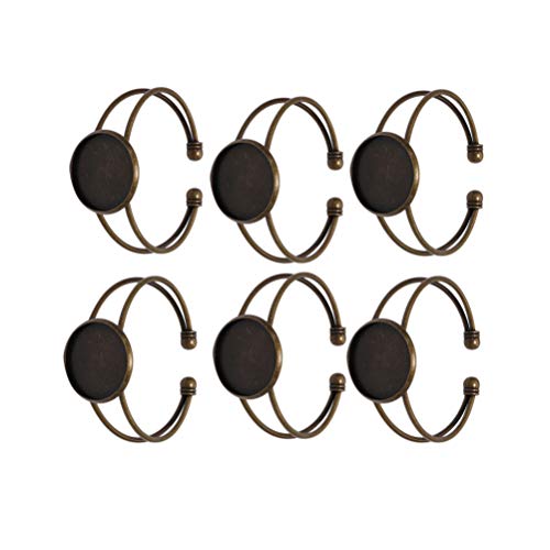 EXCEART 6Pcs Round Adjustable Bronze Gem Bracelet Bottom Holder Bezel Trays 1.96 Inch for Diy Jewelry Making and Charm Bracelet Crafting - color: bronze, size: 5*2.5cm