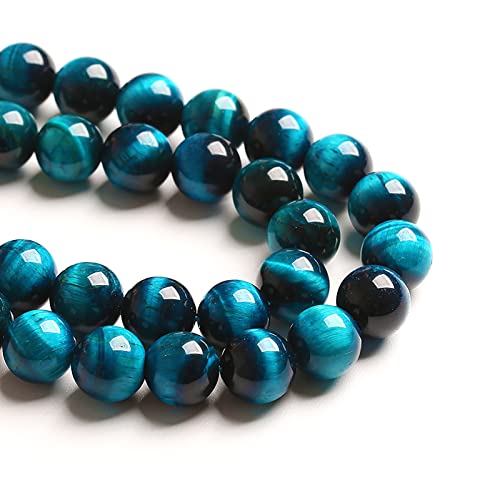 10mm 36PCS Blue Tiger Eye Beads Natural Stone Gemstone Spacer Loose Beads for Jewelry Making DIY Bracelet Semi Precious Beads Strand 15 inches - color: Blue Tiger Eye Stone, size: 10mm