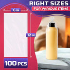 100 Pcs Heat Shrink Wrap Bags 6x12" – Heat Shrink Film Bag Shrinks with Hair Dryer or Hot Air Gun at Medium Temperature – Mother’s Day Packaging for Oil Bottles, Candles, Makeup Brushes, Gift Sets - size: 1 count (Pack of 100)