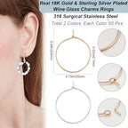Beebeecraft 1 Box 100Pcs Hoop Earring Findings 316 Surgical Stainless Steel Hoop Ear Wire 20mm Wine Glass Charms Rings for Jewelry Making DIY Crafts (Gold, Silver) - color: Gold and Silver, size: 20mm