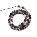 6mm Faceted Natural Black Network Stone Beads Coin Disc Gemstone Spacer Beads for Jewelry Making DIY Bracelet Necklace - color: Black Network