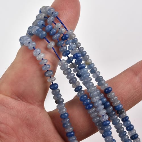 160pcs 4x2mm Natural Blue Aventurine Disk Rondelle Spacer Stone Semi Precious Gemstone Loose Beads for Jewelry Making 15 Inch - color: Blue Aventurine