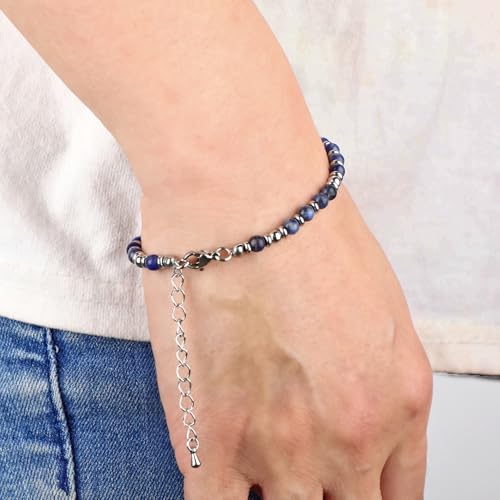 LPBeads Beaded Bracelets for Women Energy Gemstone Charm Jewelry Adjustable Bracelet Gifts for Mom, Daughter, Wife, Friends, Bestie - color: Blue Sodalite