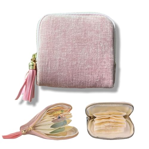 Small Travel Jewelry Case, Soft Velvet Organizer Pouch for Bangles, Bracelets, large Earrings, Beaded necklaces, Anti-Scratch & Portable Jewelry Bag Holder for Daily Use & Gift (Rose Blush) - color: Rose Blush