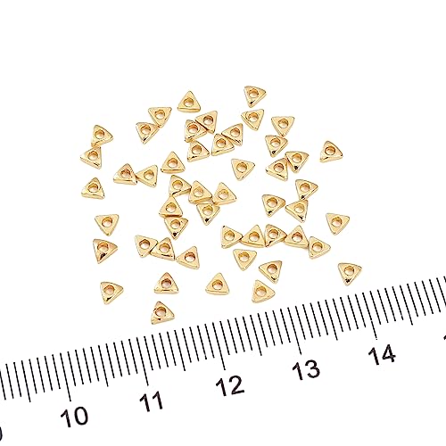 BEADIA 14K Gold Plated Triangle Spacer Beads 3x3mm 50pcs for Jewelry Making Findings Non Tarnish - color: 14K Gold, size: 3x3mm Triangle