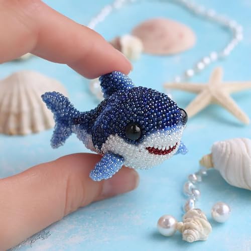 Octopus Bead Embroidery Kit, 3D Ocean Creatures, Glass Beads, Beginner-Friendly DIY Craft, Therapeutic Embroidery, Wall Art, Stress-Relieving, for Crafters and Decor. (2PCS Baby Shark) - color: Baby Shark