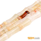 GEM-Inside 30Pcs 5x12mm Natural Yellow Afghanistan Nephrite Jade Stone Plant Bamboo Knot Bone Charms Beads for Jewelry Making Power Energy Chakra Stone Beads - color: Yellow Afghanistan Nephrite Jade