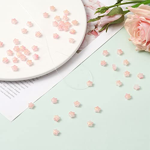 UR URLIFEHALL 100 Pcs Pink Imitation Jade Glass Star Beads with Glitter Powder Glass Beads for Earring Bracelet Necklace Jewelry DIY Making - color: 100pcs-8x8.5x4mm-pink imitation jade glass star