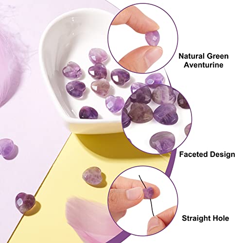 Fashewelry 18pcs Heart Natural Amethyst Stone Beads Faceted Tumbled Chakra Gemstone Purple Crystal Healing Loose Spacer Beads for Earring Bracelet Necklace Valentines Day Jewelry Making 10x10mm - color: Amethyst, 10x10mm