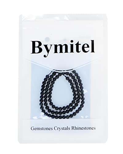 Bymitel 90 pcs Natural Genuine Real Round Loose Stone Beads Gemstone Spacers for Charm DIY Jewelry Making 15.5" per Strand 4mm (Black Obsidian, 4mm) - color: Black Obsidian, size: 4mm