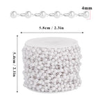33 Feet Silver Pearl Beads Chains Roll, 4mm Faux Pearls Beaded Silver Plated Brass Cable Link Chain Spool Bulk for Jewelry Making DIY Craft - color: 4.0MM Silver Color