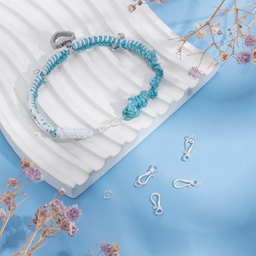 PH PandaHall 6 Sets 925 Sterling Silver Hook Clasps S Hook Ring Jewelry Clasps Ring Clasps Connectors for Necklace Bracelet Pendant Purse Making Keychain Handmade Crafts Sterling Silver Jewelry