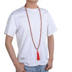 Adabele Premium 108 Mala Beads Malas Necklace - Natural Healing Gemstone Tibetan Buddhist Japa Prayer Meditation Reiki Chakra Stone Quartz Rock Women Men Jewelry - style: Red Jasper