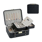 Portable Jewelry Box, Large Travel Jewelry Case Organizer (Black) - color: Black-1