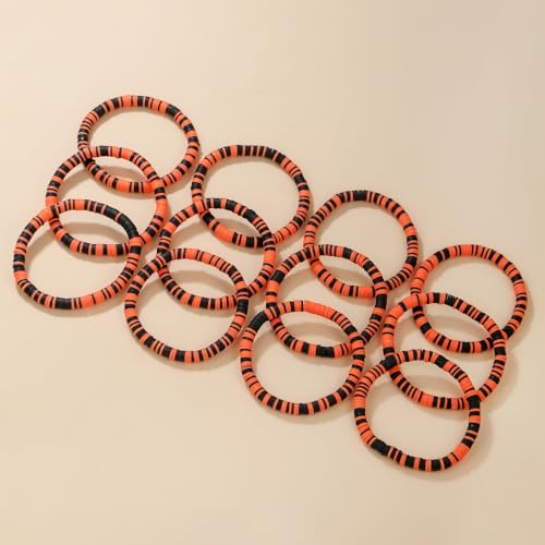 12pcs Friendship Bracelets Beaded Bracelets Heishi Bracelet Cute Bracelets Stack Vinyl Clay Disc Bead Surfer Stretch Summer Beach Bracelets For Women Preppy Bracelets - color: B-color 10