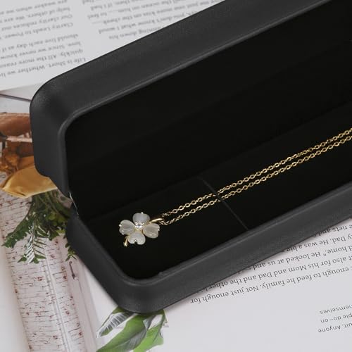 KUKUVR 2 Pieces Necklace Pendant Gift Box, PU Leather Jewellry Chain Holder Case for Wedding Day Birthday Anniversary Ceremony for Women (Black) - color: Black