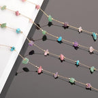 KYUNHOO 16.4FT Colorful Natural Stone Chain Links Gold Plated Brass Chain for Necklace Thin Paperclip Chain Roll with Lobster Clasps Jump Rings Jewelry Making Supplies - color: Natural Stone-Colorful